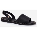EVENTO Women's Sandals On Flat Heel Eco Leather Black Dereka | Shoptok.si
