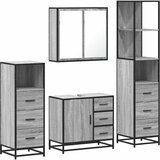 vidaXL Kopalniško pohištvo 4 kosi siva sonoma inženirski les | Shoptok.si