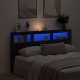 Ormarić Omarica za vzglavje postelje LED črna hrast 180x17x102 cm | Shoptok.si