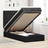 Maison Chic Otomanski Posteljni okvir - Enojna postelja - Postelja za odrasle z vzmetnicami črn 90x200cm žamet-J2005, (21770180) | Shoptok.si