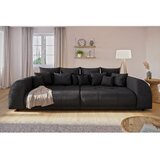 Ropez Črna raztegljiva sedežna garnitura iz rebrastega žameta 310 cm Vanessa – | Shoptok.si