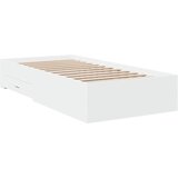 vidaXL Posteljni okvir s predali bel 100x200 cm inženirski les, (21112110) Cene