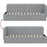 vidaXL Kotna postelja z vzglavjem Svetlo siva 80 x 200 cm blago | Shoptok.si