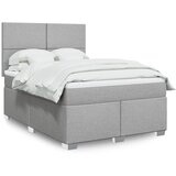  Krevet box spring s madracem svjetlosivi 140x200 cm od tkanine Slike