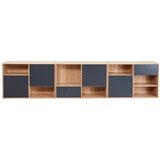 Hammel Furniture Črna nizka komoda v hrastovem dekorju 267x61 cm Mistral - Hammel Furniture Cene
