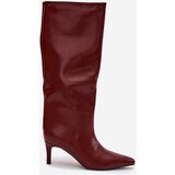 Boto Women's Slip-On Insulated Boots on Heel Bordeaux Olive | shoptok.hr