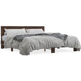 vidaXL Okvir za krevet smeđi hrast 200x200cm konstruirano drvo i metal | shoptok.hr
