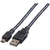 Roline USB kabel USB 2.0 USB-A vtič\, USB-mini-A vtič 0.80 m črna zaščiten 11.02.8708, (20417121) | Shoptok.si