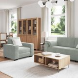  3-dijelni set sofa s jastucima, svijetlo sivi baršun | Shoptok.si