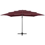  Suncobran s 4 razine i aluminijskom šipkom bordo 250 x 250 cm | shoptok.hr
