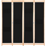 vidaXL Sobna pregrada s 4 panela od tkanine 160 x 170 x 4 cm crna | shoptok.hr
