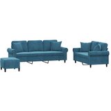  3-dijelni set sofa s jastucima plavi baršunasti | shoptok.hr