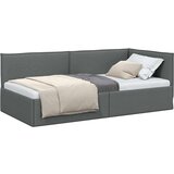 vidaXL Kotna postelja z vzglavjem Temno siva 90 x 200 cm blago | Shoptok.si