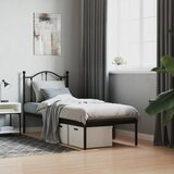 vidaXL Metalni okvir za krevet s uzglavljem crni 75x190 cm Cijene