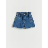 Reserved - Kratke hlače od trapera s vezom - plavo