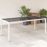  Vrtni stol sa staklenom pločom bijeli 190x90x75 cm poliratan | Eponuda.com