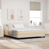  Postelja z vzmetnico z vzmetnico krema 180 x 200 cm blago, (5000127323) | Shoptok.si