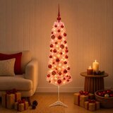  Umjetno usko božićno drvce s kuglicama 120 cm 150 LED lampica - 120 cm s LED-ima i crvenim lopticama | shoptok.hr