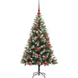 vidaXL Umjetna jelka s pantenom i pahuljicama Zelena i bijela 120 cm | shoptok.hr