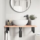  Zidna polica za umivaonik od čelika i masivne hrastovine Smeđa 80 x 40 x 2 cm | shoptok.hr
