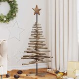 vidaXL Božićno drvce s stalakom Smeđa 120 cm Masivna tikovina | shoptok.hr