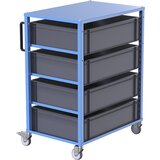 eurokraft pro transportni voziček za evro zaboje customline, za zaboje dxš 600 x 800 mm, modre barve, 4 zaboji, višina 210 mm | Shoptok.si