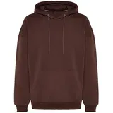 Trendyol Brown Men's Oversize Hoodie Printed Sweatshirt with a Soft Pillow Inside and a Floral Print