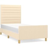 The Living Store Posteljni okvir z vzglavjem krem 90x200 cm blago - Posteljni Okvir Z Vzglavjem, (21530695) | Shoptok.si