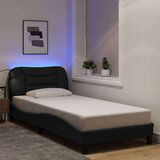  Okvir kreveta s LED svjetlima crni 90 x 200 cm od tkanine | shoptok.hr