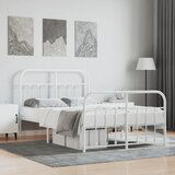 Maison Chic Kovinski Posteljni okvir - Dvoposteljna postelja - Zakonska postelja z vzglavjem in vznožjem bel 120x200 cm, (21697050) | Shoptok.si