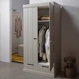 WOOOD Sivo-bež garderobna omara iz masivnega bora 94x195x53 cm Connect – | Shoptok.si