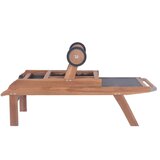  Zložljiv ležalnik s kolesi trdna tikovina in tekstil, (20661229) | Shoptok.si
