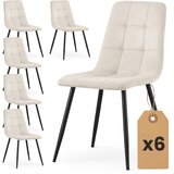 AKORD Nero Prešiti Jedilni Stoli Iz Žameta, Komplet 6 Stolov, Bež, Črne Noge, (5000333539) | Shoptok.si
