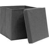 vidaXL škatle za shranjevanje s pokrovi x 10 sive 32x32x32 cm blago | Shoptok.si