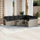 vidaXL 10-dijelni set vrtnih sofa poliratan s jastucima svijetlosivi Cijene