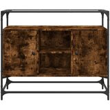 vidaXL Komoda s stekleno ploščo dim. hrast 98x35x81cm inženirski les | Shoptok.si