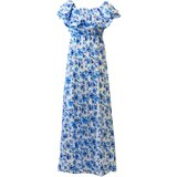 Influencer Poletna obleka turkizna / kraljevo modra / bela | Shoptok.si