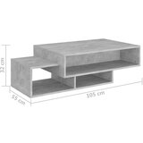  Stolić za kavu siva boja betona 105 x 55 x 32 cm od iverice | shoptok.hr