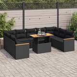  10-dijelni set vrtnih sofa s jastucima crni poliratana bagrem | shoptok.hr