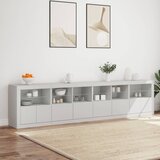  Komoda s LED svjetlima bijela 283x37x67 cm Slike