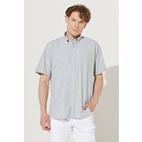 ALTINYILDIZ CLASSICS Men's Khaki Comfort Fit Comfy Cut Buttoned Collar Dobby Short Sleeve Shirt. Cene