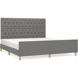  Posteljni okvir z vzglavjem temno siv 160x200 cm blago, (20788153) | Shoptok.si