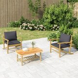 The Living Store Vrtna sedežna garnitura 3-delna temno sive blazine bambus - Vrtna Sedežna Garnitura, (21466089) | Shoptok.si