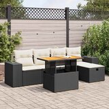 vidaXL 6-dijelni set vrtnih sofa s jastucima crni od poliratana bagrem Cijene