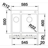 Blanco sudoper ANDANO 340/180-IF/A InFino INOX 18/10, VELIKI BAZEN DESNO, s dalj. upr. PushControl | shoptok.hr