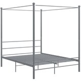 The Living Store Posteljni okvir z ogrodjem za baldahin siv kovinski 160x200 cm - Posteljni Okvir, (21493269) | Shoptok.si