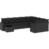 vidaXL 10-dijelni set vrtnih sofa s jastucima crni od poliratana | shoptok.hr