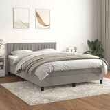  s oprugama i madracem svjetlosivi 140x190 cm baršunasti | shoptok.hr