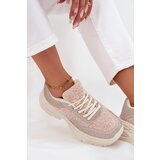 Boto Women's Sneakers With Rhinestones And Sheepskin Light Beige Zarika | Shoptok.si