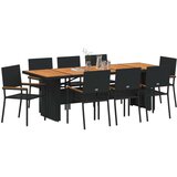  9-dijelni set za blagovanje u vrtu crni poli ratan | shoptok.hr